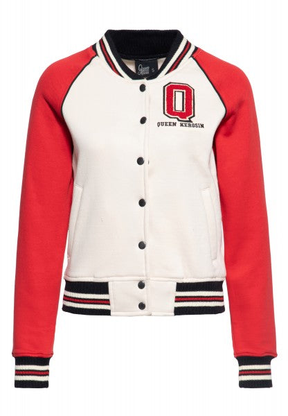 Queen Kerosin College Sweat Jacket "Q" Red & White