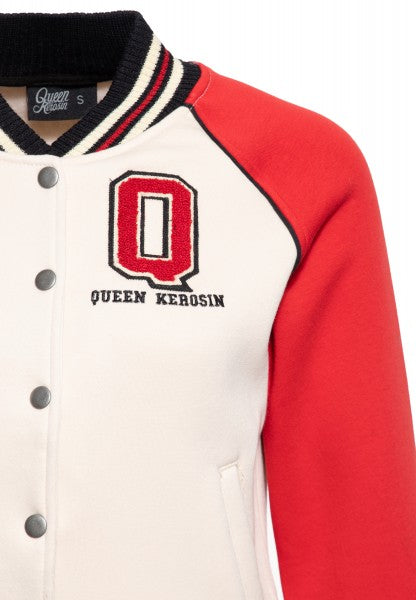 Queen Kerosin College Sweat Jacket "Q" Red & White