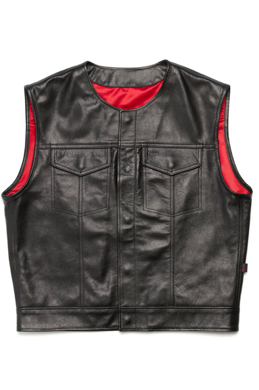 415 Leather Frisco Leather Biker Vest "Red Lining" *HANDMADE*