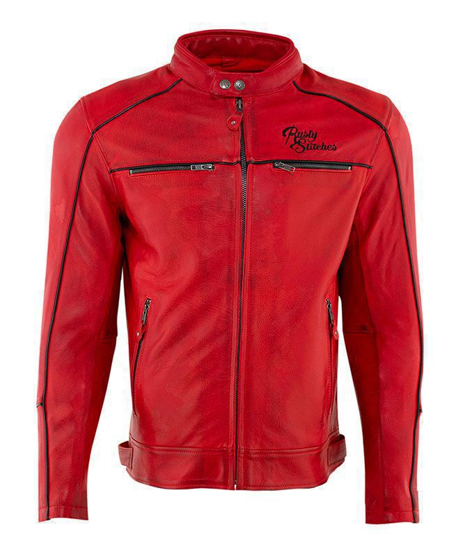 Rusty Stitches Lederjacke Chase Red-Black