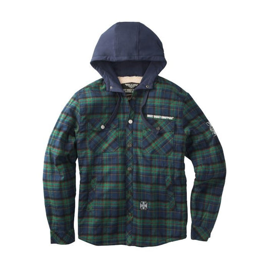 WCC SHERPA LINED FLANNEL JACKET - NAVY/GREEN
